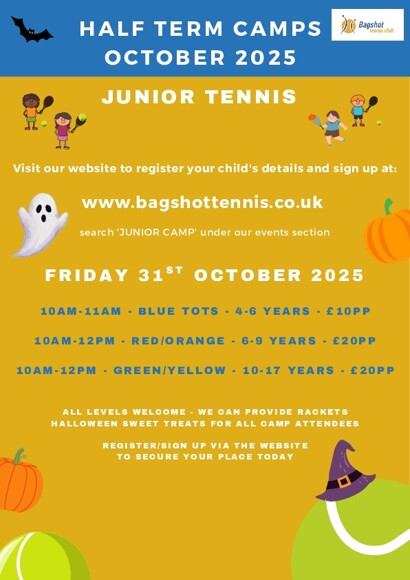 Bagshot Tennis Club Junior Holiday Camp Oct Half Term 2025