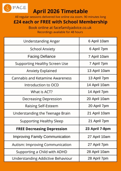 April 2026 timetable